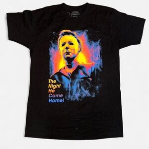 Halloween Michael Myers Graphic Tee Black Neon Retro Horror Shirt Size Large